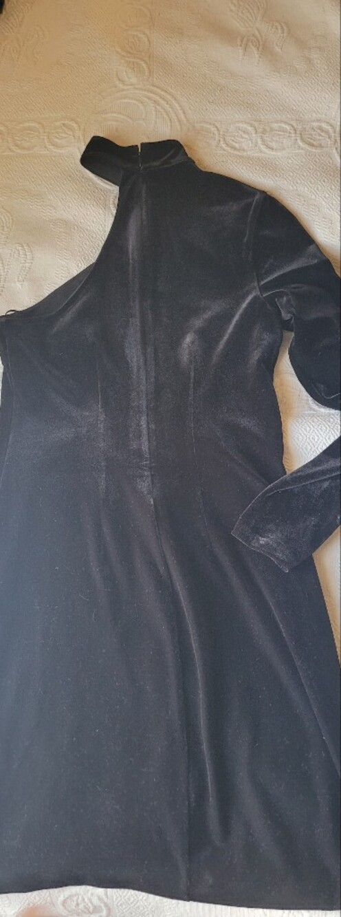 Express One Shoulder Black Velvet Dress